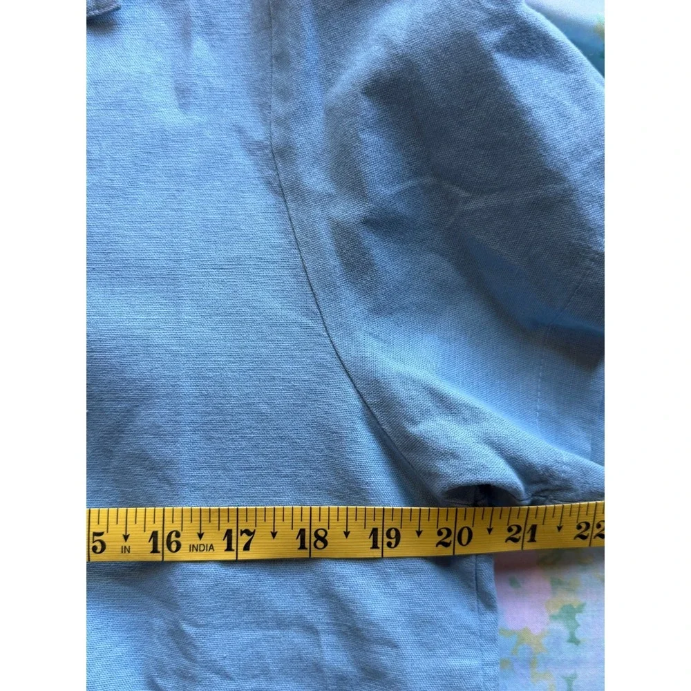 Big Bud Press | Pantry Button-Up Small Blue Unisex Linen Cotton Short Sleeve - Picture 7 of 9